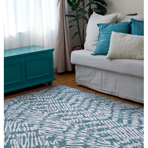 Dakota Fields Teal Blue Indoor/Outdoor Rug & Reviews Wayfair